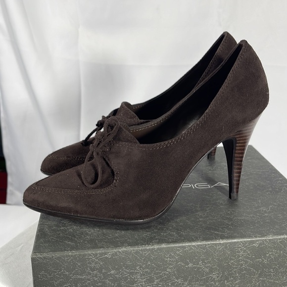 MIA SPIGA Chocolate Brown Suede Lace-up Heel - Picture 2 of 13